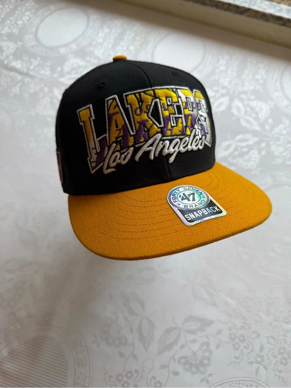 Forty Seven Brand Los Angeles Lakers Black/Gold Snapback Hat Embroidered Cup HWC